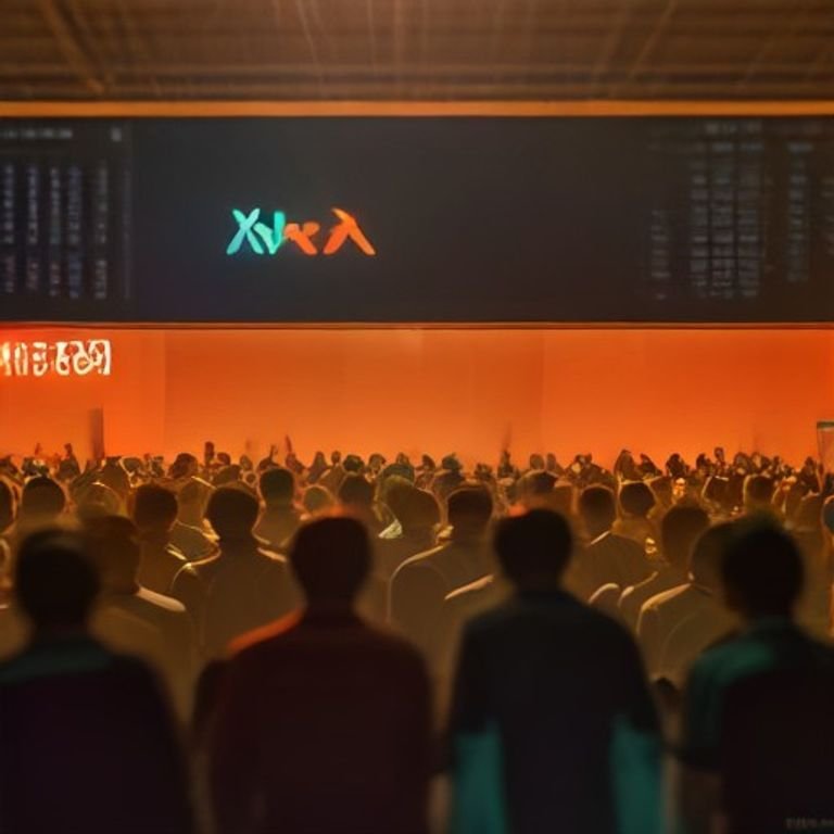 a bustling stock exchange floor filled with traders reacting to fluctuating prices while digital screens flash red numbers and Bitcoin logos
