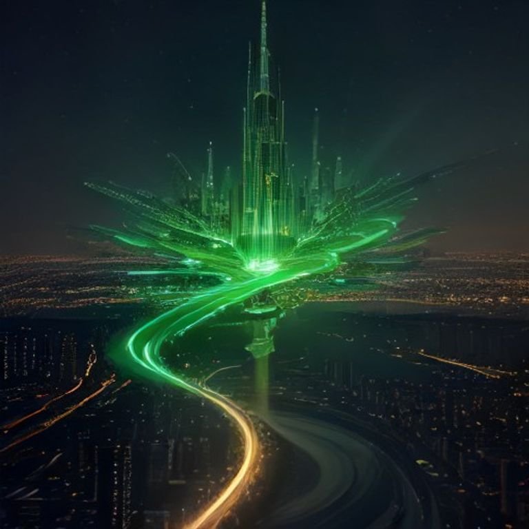 an intricate network diagram showing crypto transactions flowing through LayerZero's infrastructure amid a backdrop of glowing cityscapes