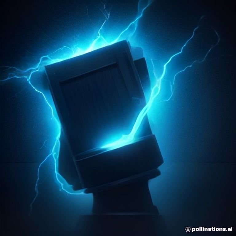 a courtroom gavel striking sparks of electric blue energy over a digital ledger