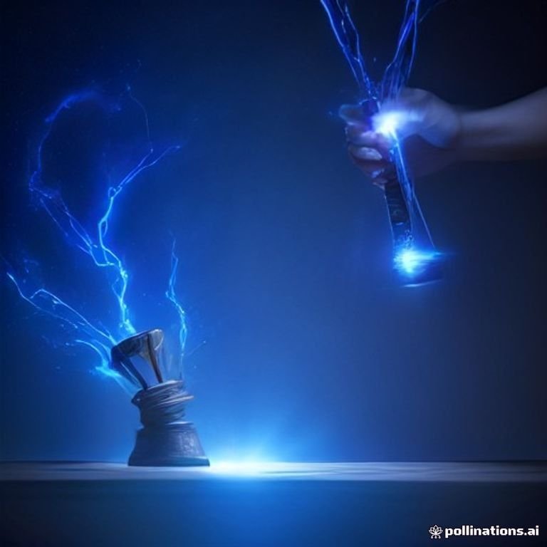 a courtroom gavel striking sparks of electric blue energy over a digital ledger