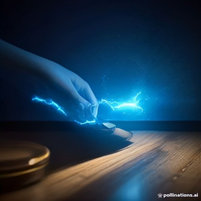 A courtroom gavel striking sparks of electric blue energy over a digital ledger