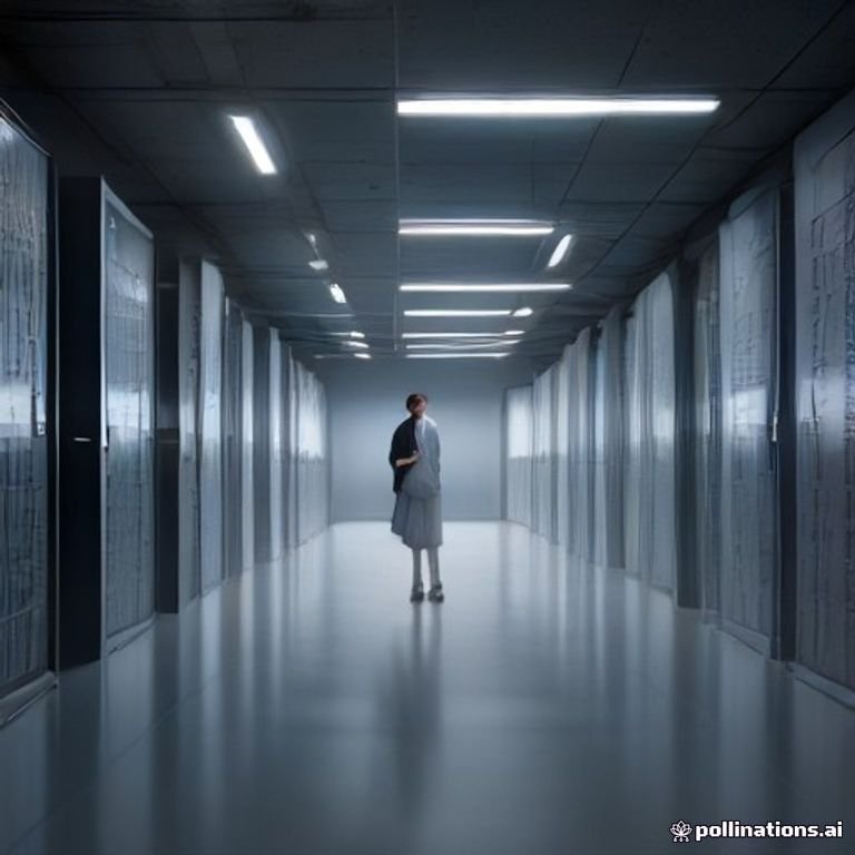 dramatic scene inside an expansive server room filled with advanced computing technology used for trading