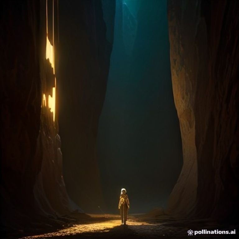a glowing golden bitcoin rocketing through a neon-lit canyon of price candles