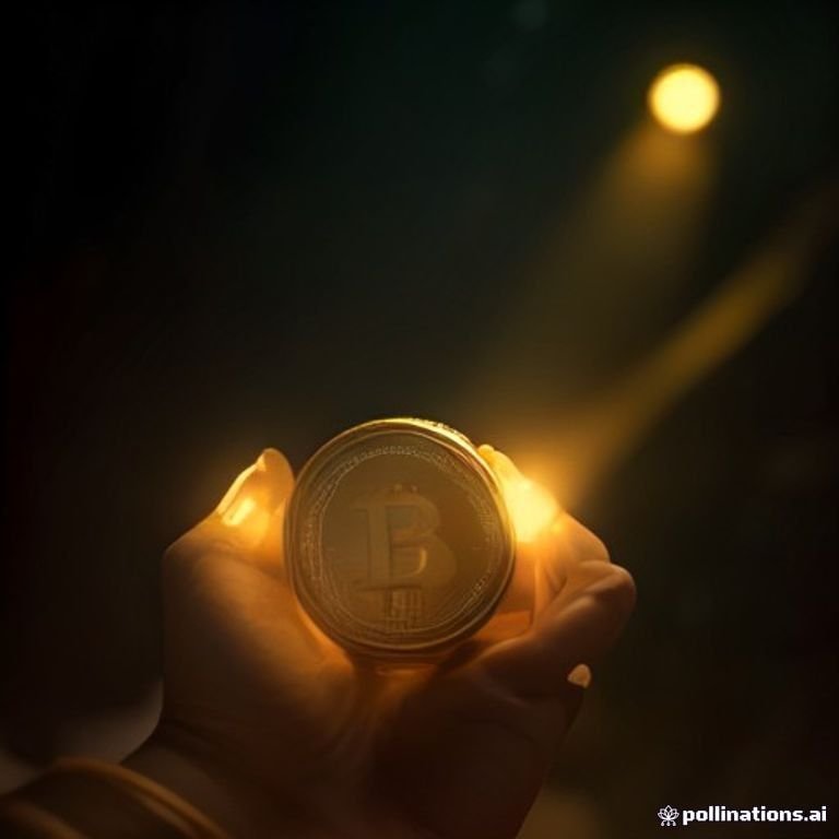 a glowing golden bitcoin rocketing through a neon-lit canyon of price candles