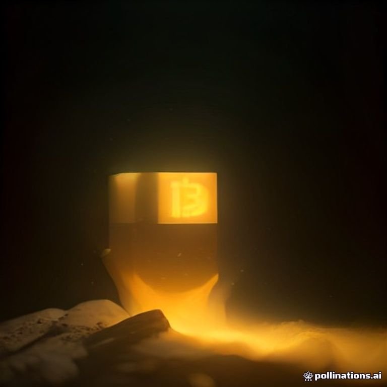 a glowing golden bitcoin rocketing through a neon-lit canyon of price candles
