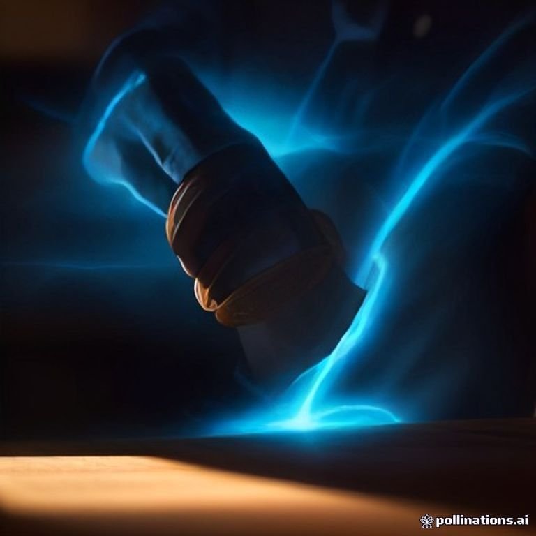 a courtroom gavel striking sparks of electric blue energy over a digital ledger