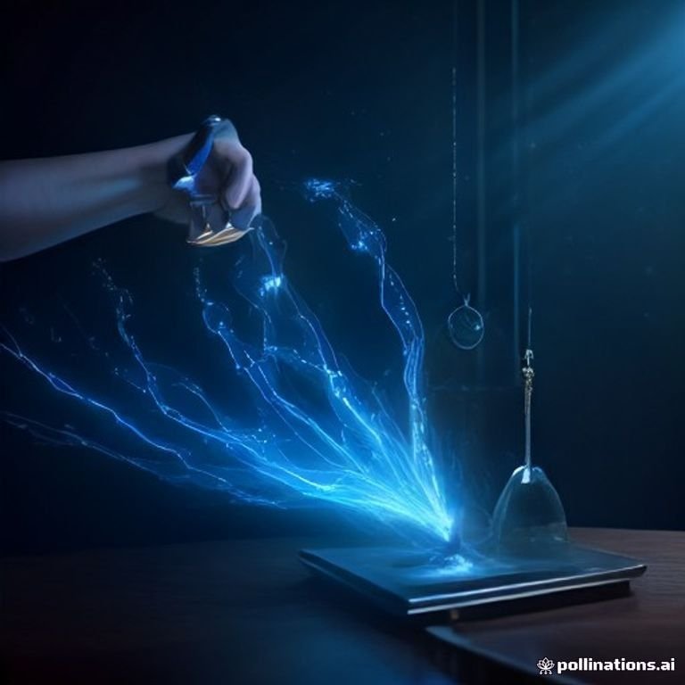a courtroom gavel striking sparks of electric blue energy over a digital ledger