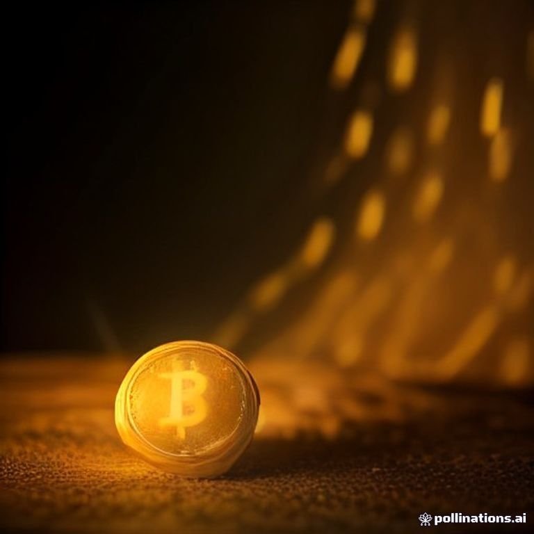 a glowing golden bitcoin rocketing through a neon-lit canyon of price candles
