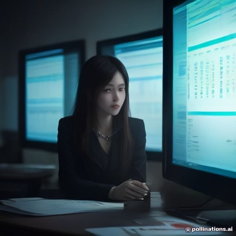A financial analyst reviewing digital asset metrics on multiple screens filled with charts, surrounded by stacks of cryptocurrency tokens.
