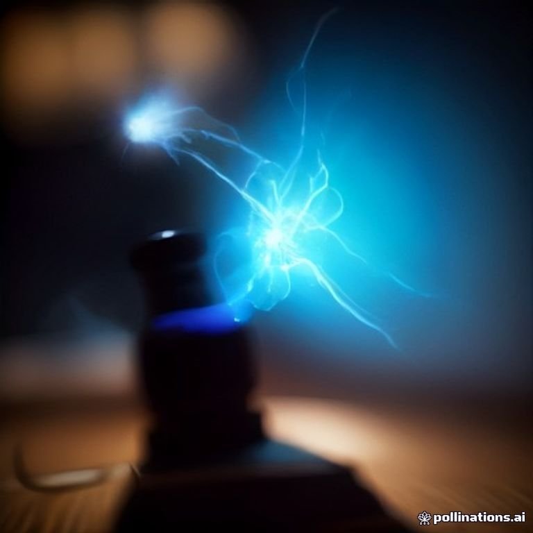 a courtroom gavel striking sparks of electric blue energy over a digital ledger