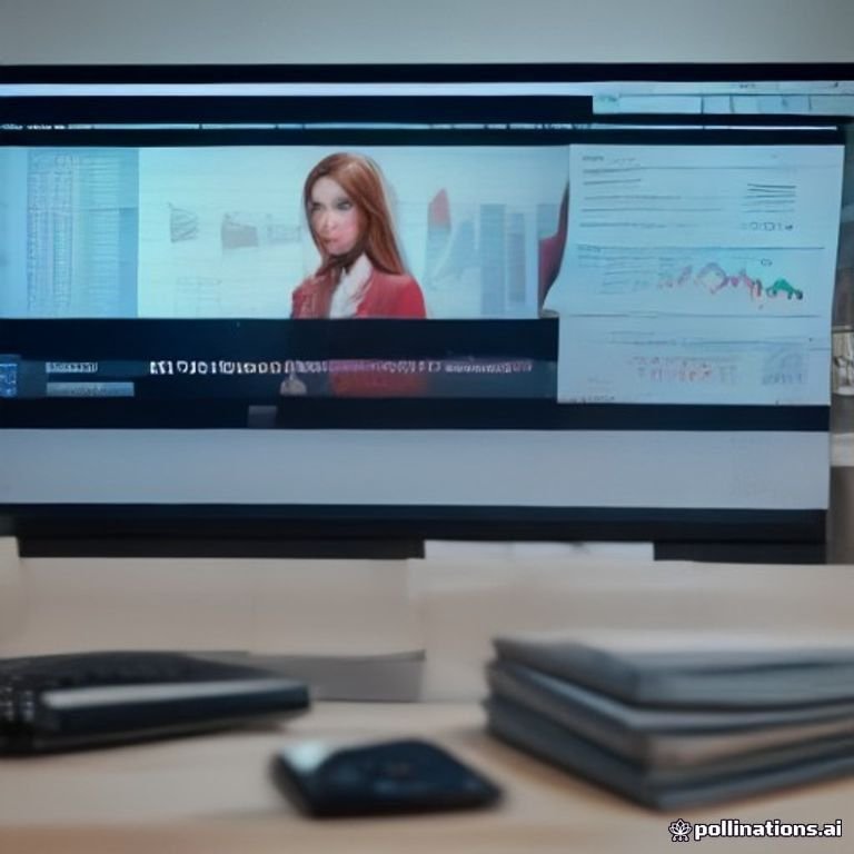 a dynamic trading desk scene showcasing vibrant digital screens displaying blockchain technology and financial data, alongside printed chart