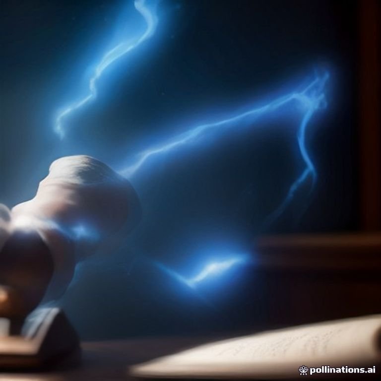 A courtroom gavel striking sparks of electric blue energy over a digital ledger.