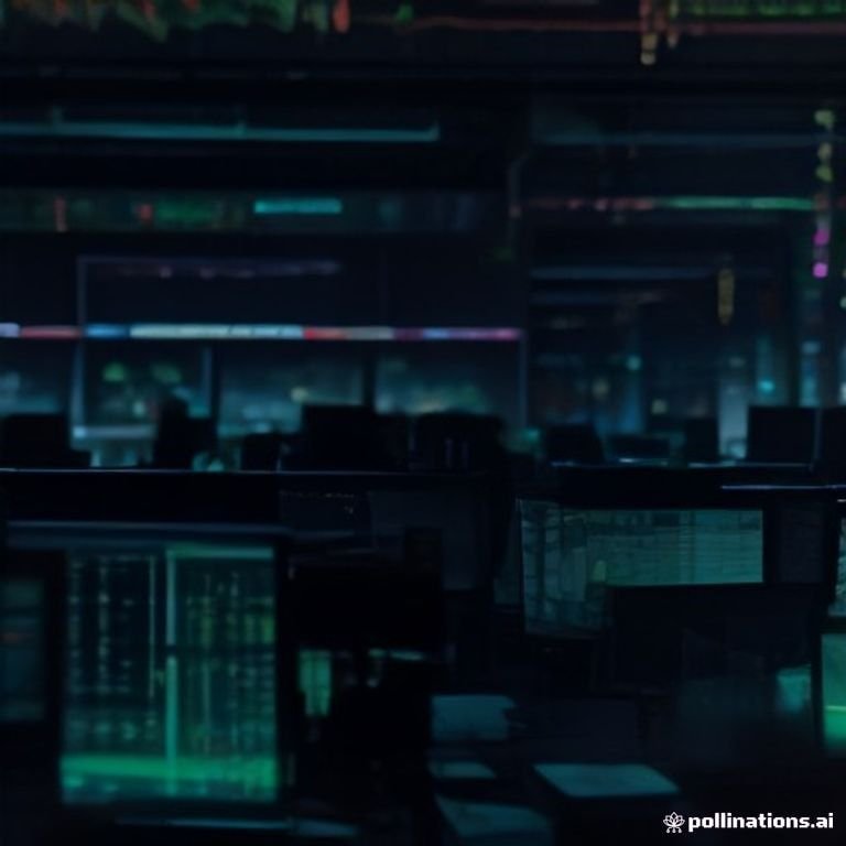 a busy trading floor filled with monitors displaying cryptocurrency market data and a diverse group of traders analyzing charts and placing 