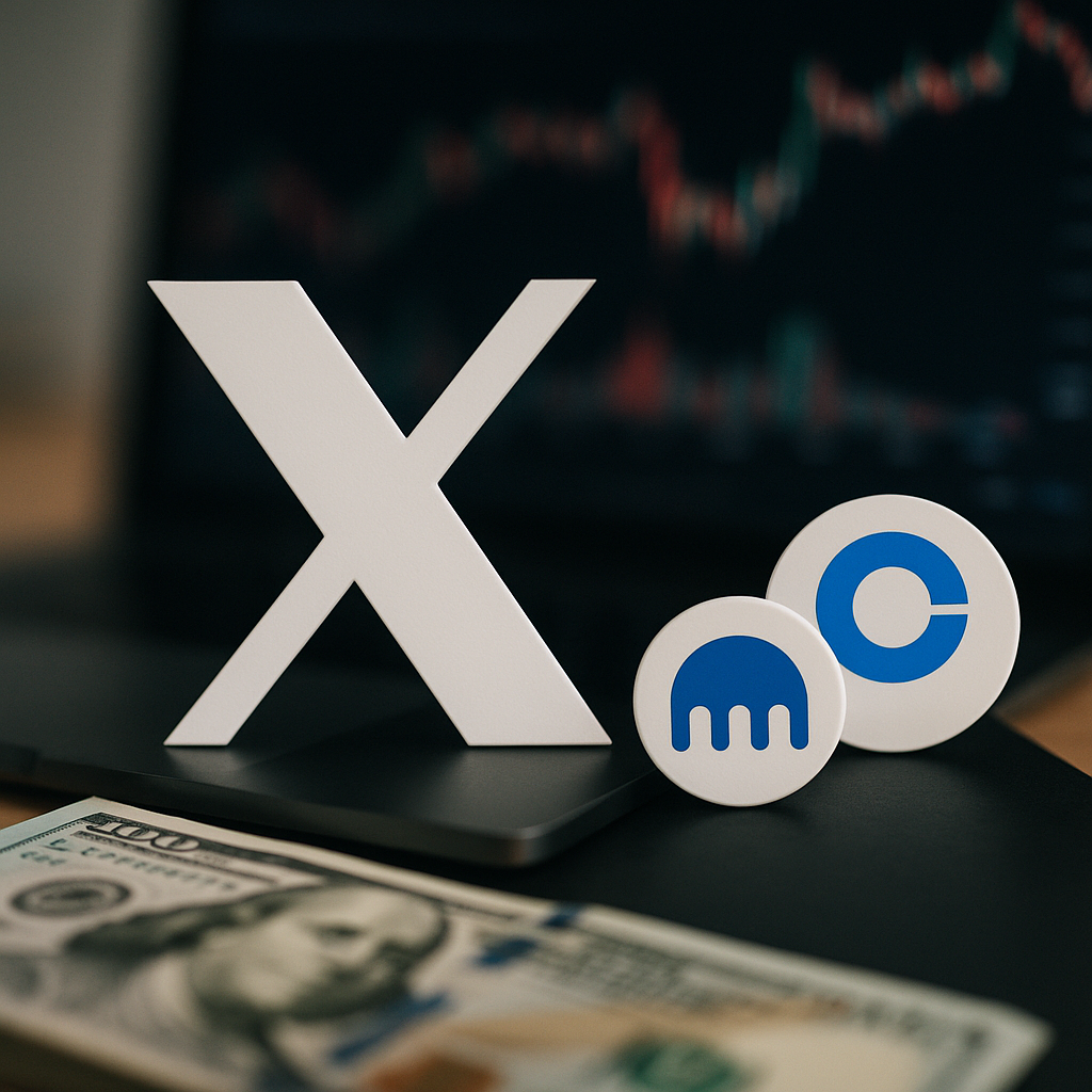 X Launches US Cashtag Trading with Coinbase, Kraken: A New Era concept illustration — abstract financial visualization
