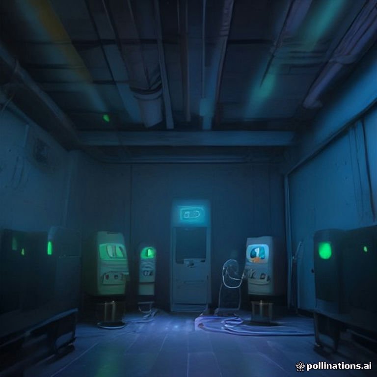 quirky server room with chaotic cables and silly robots monitoring security systems
