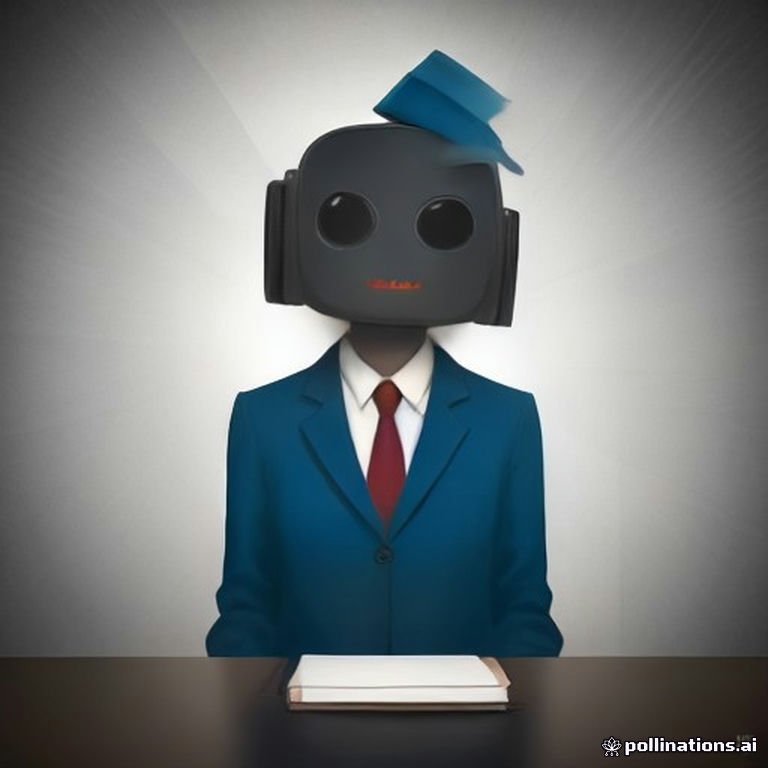 A quirky robot dressed as a lawyer, holding briefcases and balancing books on its head