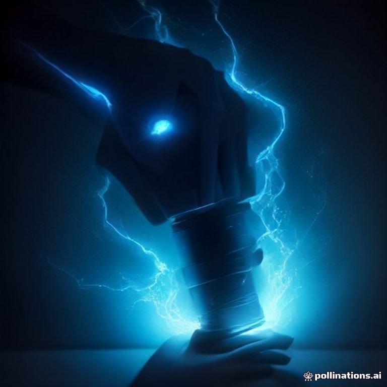 a courtroom gavel striking sparks of electric blue energy over a digital ledger