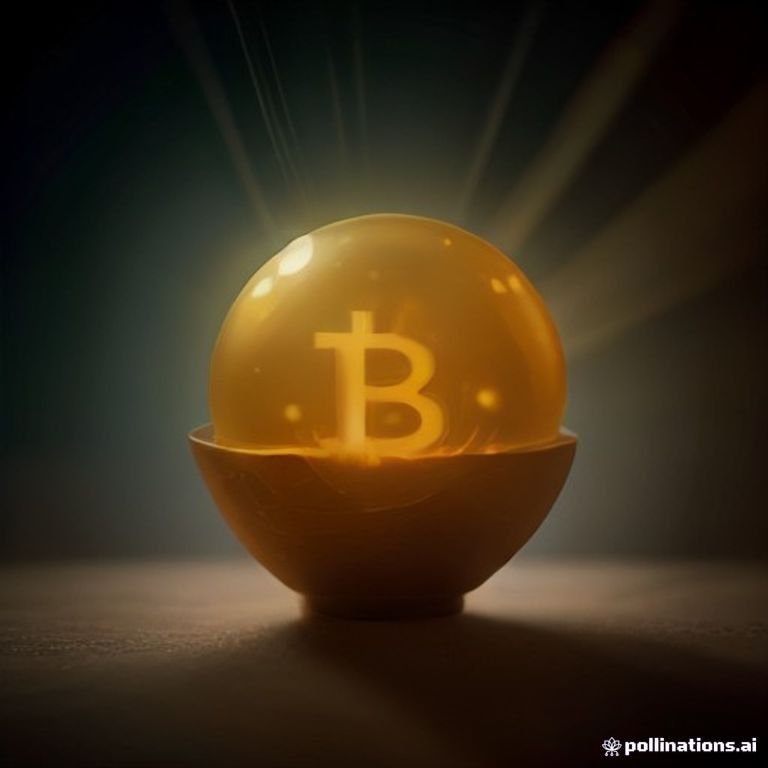 A glowing golden bitcoin rocketing through a neon-lit canyon of price candles