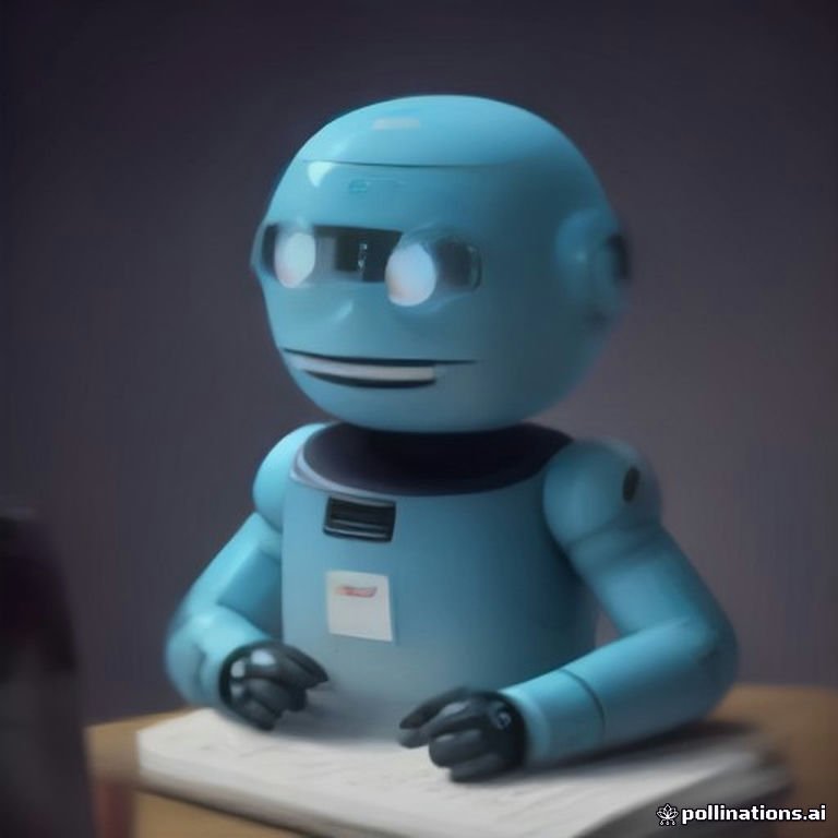 A quirky robot trying to organize paperwork but resulting in chaos while various colorful data streams float around.