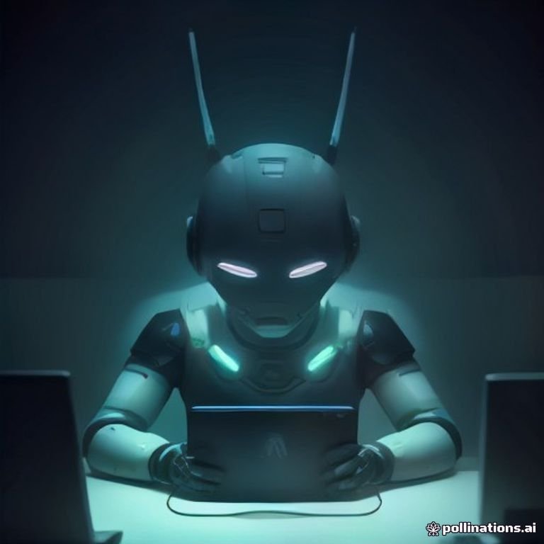 A goofy robot surrounded by AI hardware and quirky gadgets looking confused in a lab setting.