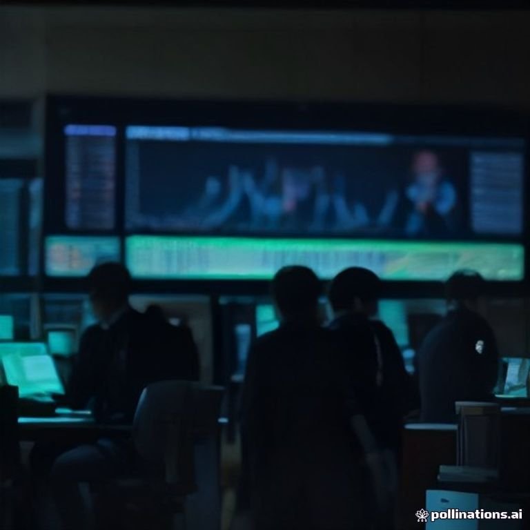 A bustling financial trading floor with traders focused on large screens displaying cryptocurrency price movements, bright lighting reflecti